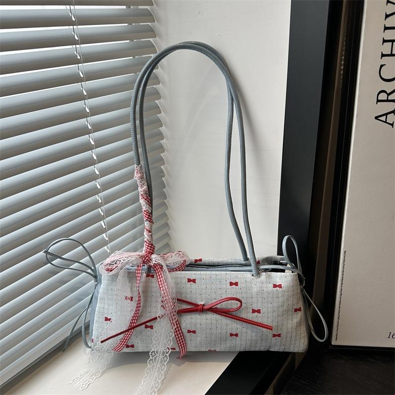Niche High-end Underarm Bag Women's New Bow Printed Commuter Bag Fashionable Shoulder Handbag