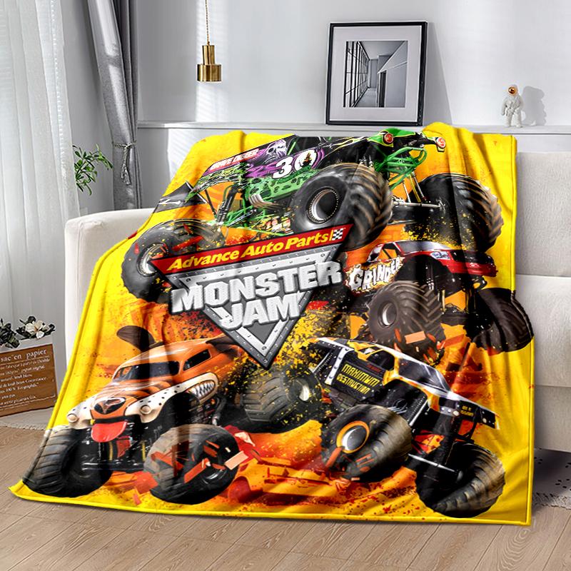 1pc Blanket Monster Jam Print Design, Lightweight Blanket for Sofa, Bed- Soft &Warm, Gift for All Seasons like Christmas, Halloween