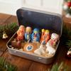 1/2/3Pcs Mini Nativity Scene Set In Tin Box Handcrafted Pocket Size Nativity Scene Tin Resin Birth of Jesus Ornament Christmas Decoration