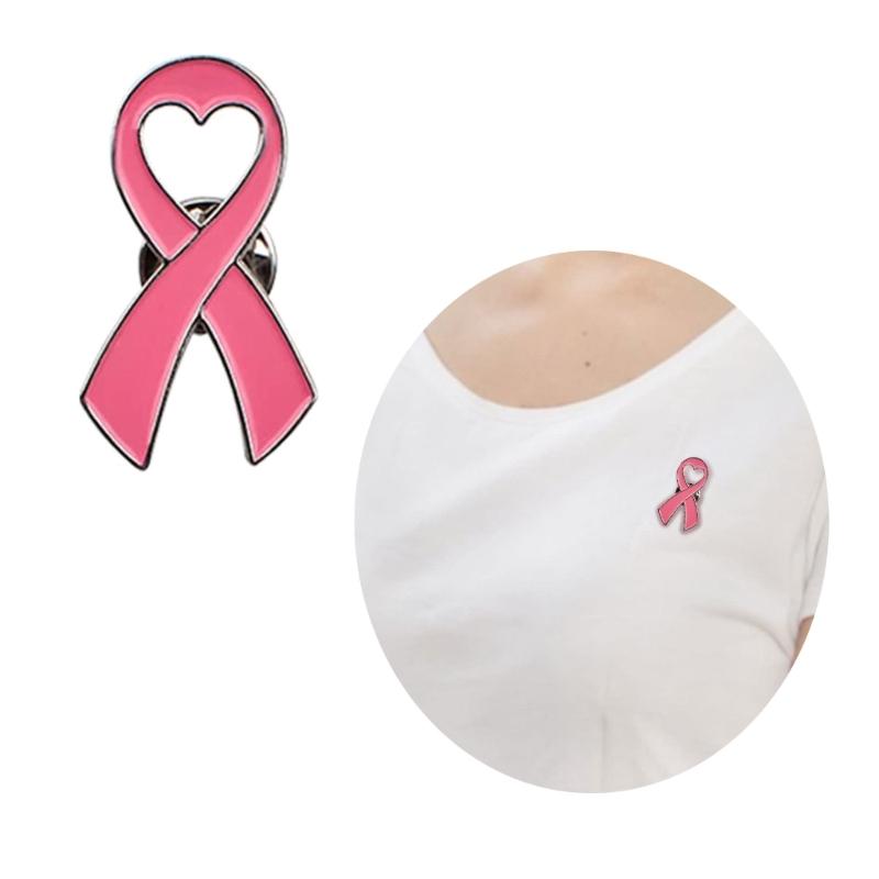 10Pcs Women Brooches Pink Ribbon Lapel Pins Breast Cancers Awareness Badge Pin Heart Shape Brooches for Women Girl