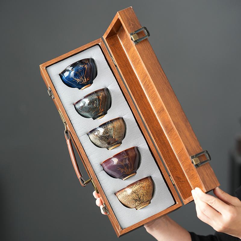 Forbidden City merchandise kiln change teacup ceramic master cup large tea tasting cup kung fu tea set five elements cup gift box gift