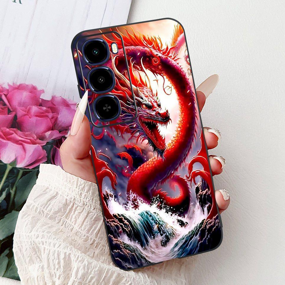 Крутой Мультяшный Узор с Драконом, Львом, Тигром, 2D Печать, Чехол для Itel City 100 City100, Мягкий Силикон, Черная Задняя Крышка, Пейзаж