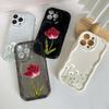 N93 Peony Soft Wavy Phone Cases for iPhone 14 Pro Max 13 Mini 15 Plus XR 7 8 6 XS Max 12 11 Protective Bumper Cover