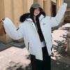 Winter Fashion Korean Big Fur Collar Workwear Thick Parka Coat with Hooded
