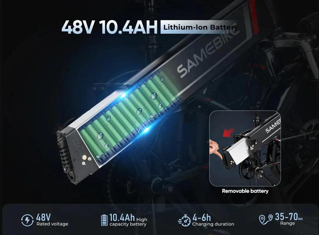 Ebike SAMEBIKE 20LVXD30-II Foldable Electric Bicycle for Adults 20 inch City E-bike with 48V 10.4Ah Removable Battery