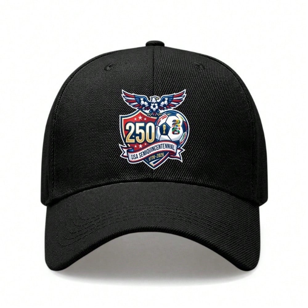 [Patriotic Baseball Cap] 250Th Anniversary USA Semiquincentennial Printed Black Polyester Adjustable Breathable Sun Protection Casual Outdoor Sports