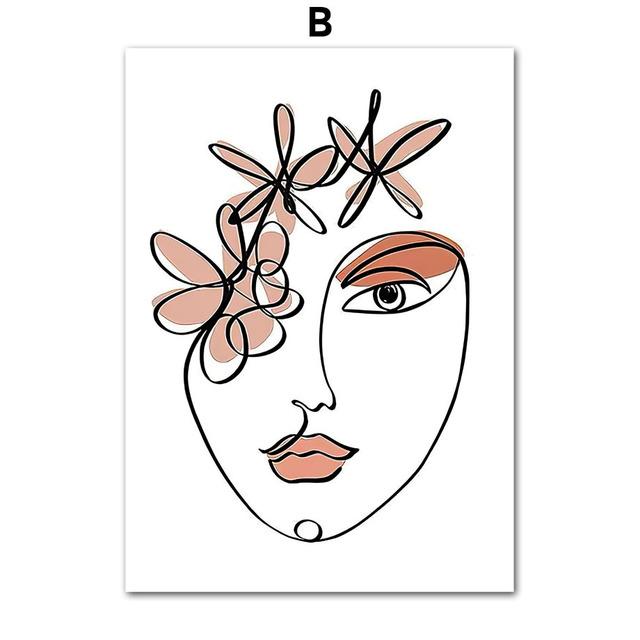 Бохо Матисс вырезанные минималистичные линии лица девушки плакаты и принты настенная живопись на холсте настенные картины для декора гостиной без рамки