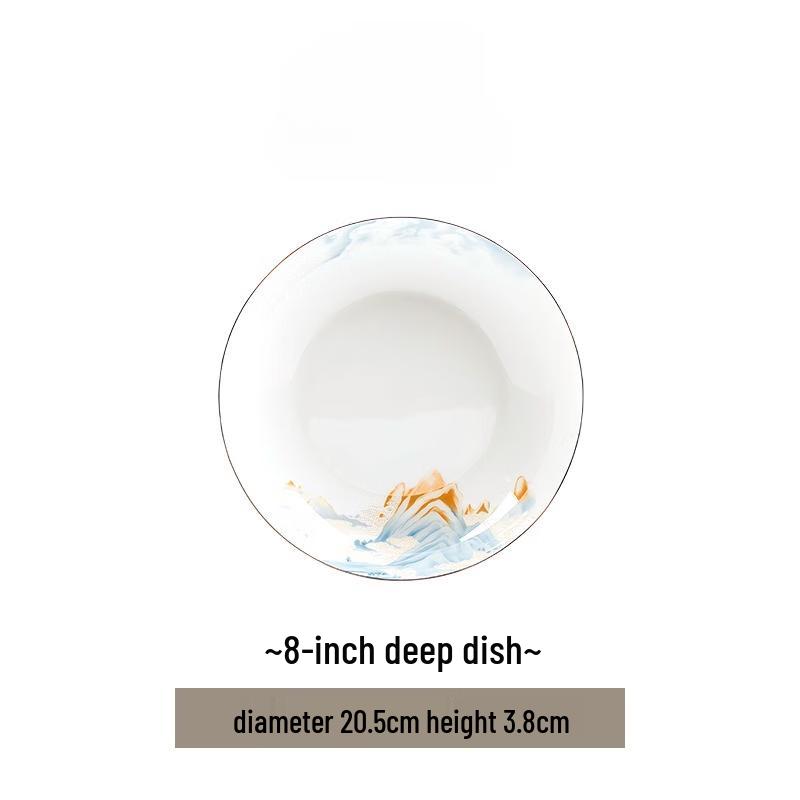 Jingdezhen Imperial Scenery 8-inch Deep Ceramic Plate