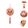 Rotating Chinese Wealth God Hanging Decoration with Red Tassel Traditional Spring Festival Decor for