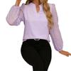 V Neck Long Sleeve Sheer Mesh Solid Elegant Summer Shirt