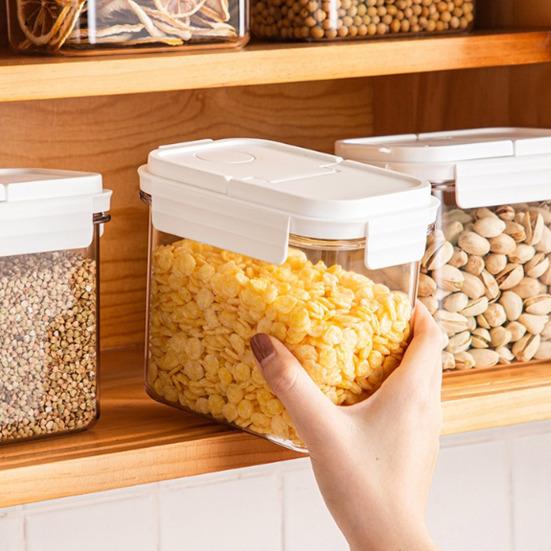 Airtight Food Storage Container Food Grade BPA Free Leak-Resistant Stackable Design Transparent Grains Dry Foods Storage Jar