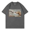 Funny Cat God Creation Of Adam Meme Tshirt Unisex Unisex Summer 100cotton T Shirt Casual Fashion Short Sleeve Tshirts Streetwear