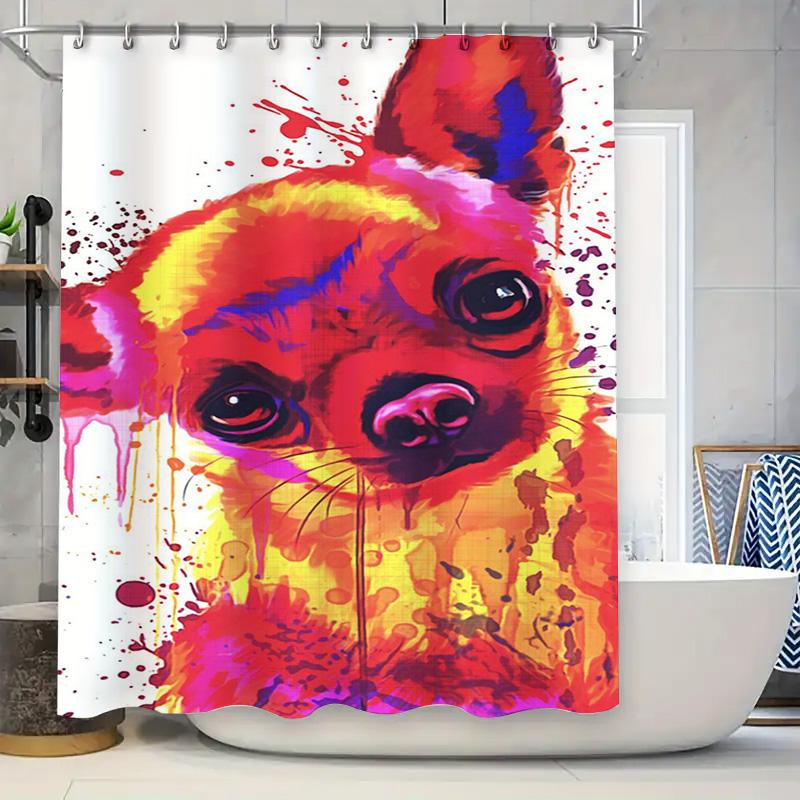 Red Apple Pattern Shower Curtain Pop Art Design Bathroom Decor for Kids Bathrooms Durable Waterproof Shower Cover with Hook Ring