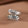 Phoenix Feather Ring for Women, Vintage Ethnic Style, Simple New Chinese Style, Niche Adjustable Open Ring Jewelry