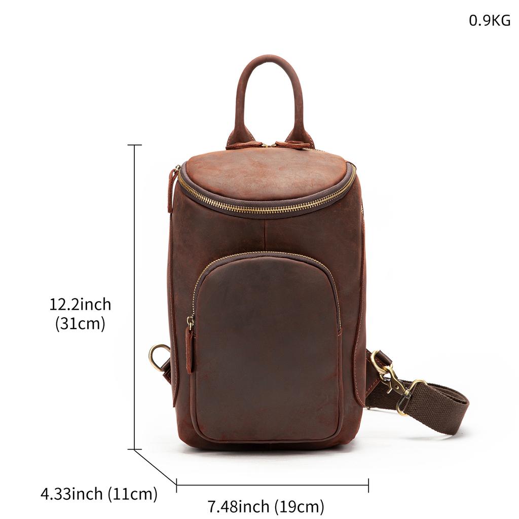 Мужская нагрудная сумка Crazy Horse Leather, винтажная, большая вместимость, через плечо, на голову, из натуральной коровьей кожи, мужская нагрудная сумка