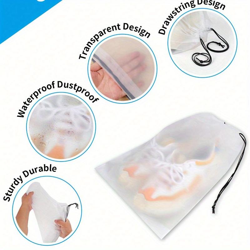 Travel Shoe Bag with Drawstring - Portable Clear Plastic Shoe Storage Bag for Vacation Cruise Essentials, Men's and Women's