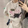 Women Summer Short Sleeve Cartoon Bear Printed Oversize T Shirt Blouse Top