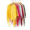 Solid Color Lace Shawl Hollow Out Long Tassel Triangle Scarf Bridesmaid Wedding Party Wrap Long Beach Towel For Women