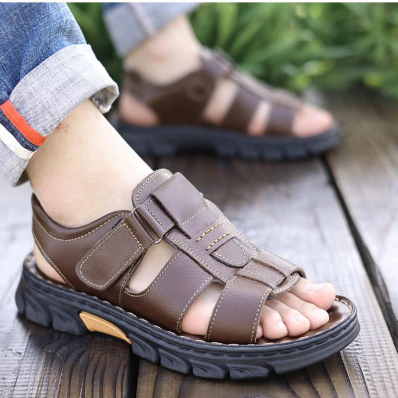 New Men's Beach Shoes Fashionable Outdoor Thick-soled Genuine Leather Sandals Wear-resistant Non-slip Slippers Mens Sandals