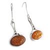 [N2241] - Amber 'Inspiration' Silver Earrings (rhodium-plated) - 30x11 Mm