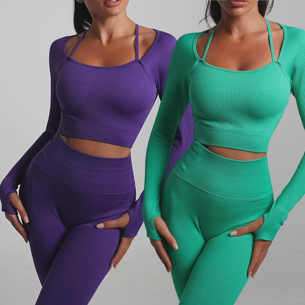 Костюм для йоги и бега в европейско-американском стиле с принтом тай-дай, эластичный, с трикотажными брюками для женщин