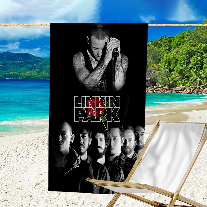 1pc Linkin Park1 Beach Towel, Beach and Seaside Swimming Pool Equipment, Fashion Pattern, Rectangular, Travel Essentials