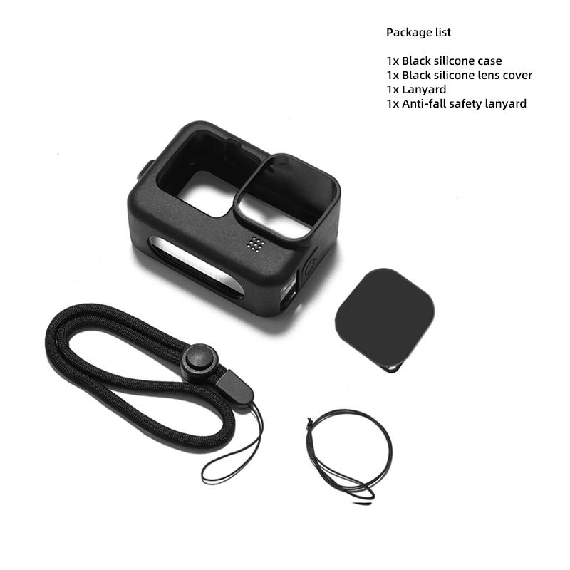 Черный силиконовый чехол-рукава, боковая крышка аккумулятора, защитные пленки, крышки объектива для GoPro Hero 12 11 10 9, аксессуары для экшн-камер