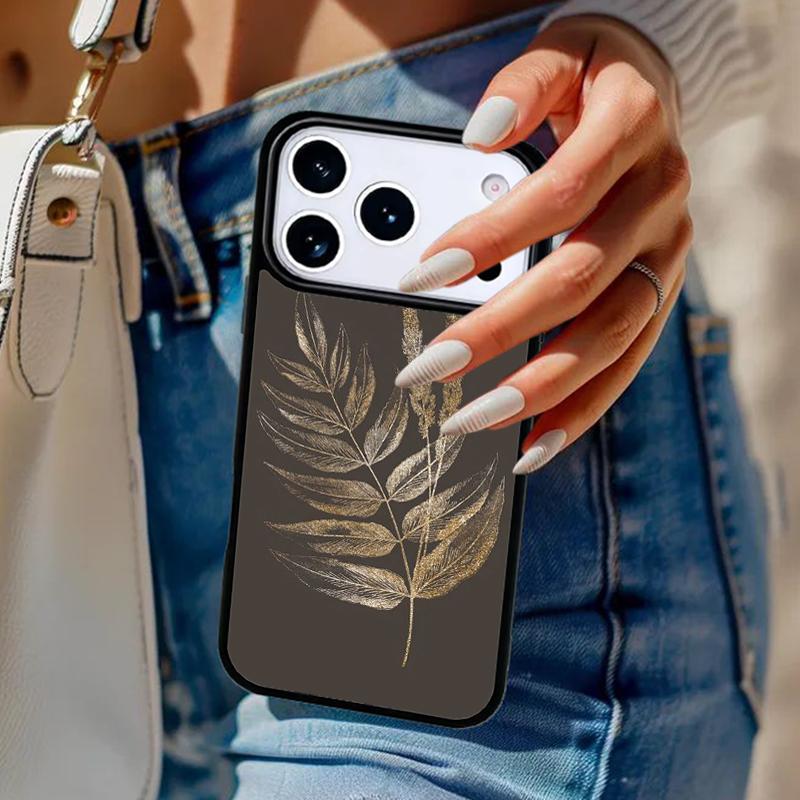 Чехол для телефона с золотой фольгой и рисунком пера для iPhone 17 Air 14 15 13 12 Max Чехол для Apple 14 15 16 16e 11 Pro Max Plus Coque
