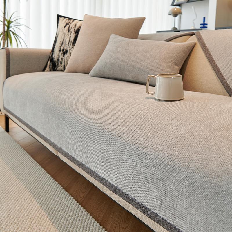 Minimalist Twill Solid Chenille Sofa Cover for All Seasons Living Room Non-slip Sofa Seat Cover Couch Slipcover, Sofa Towel