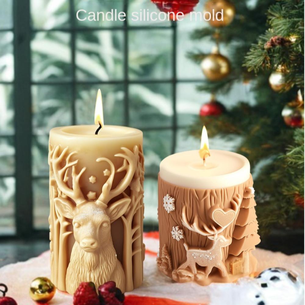 Merry Christmas Candle Silicone Mold 3D Striped Christmas Tree Soap Mold Desk Decoration
