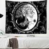 Sun Moon Vine Tapestry Wall Hanging Black And White Printing Bohemian Hippie Psychedelic Tarot Mystic Witchcraft Home Decor