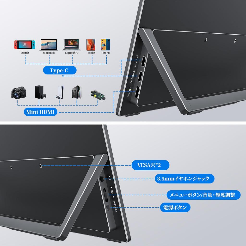 Mobile Monitor Mobile Display Inch Organic EL OLED Panel Cocopar Wide Color Gamut 450NIT High Brightness Contrast Ratio Storage Case Included