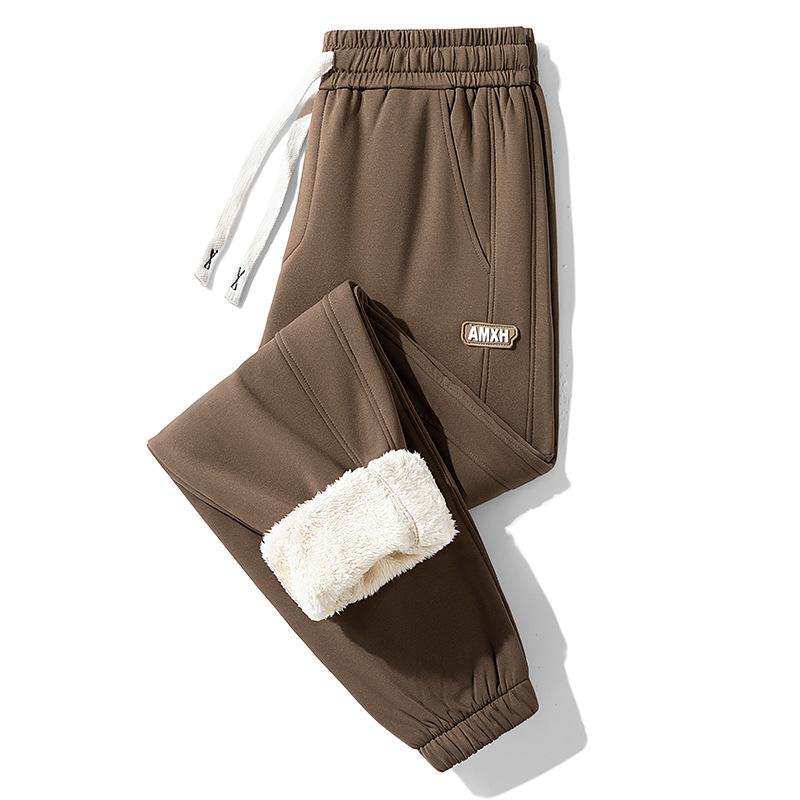 Мужские зимние штаны из овечьего флиса с добавлением флиса, теплые зимние спортивные штаны для мужчин