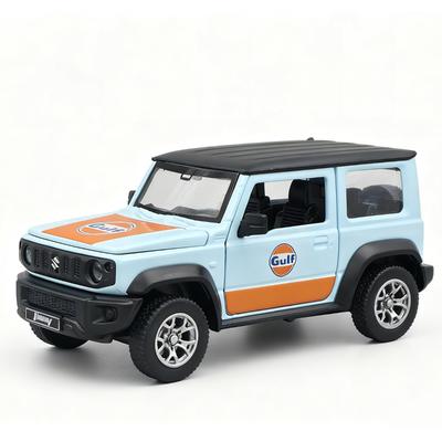 1/32 Модель модифицированного автомобиля Suzuki Jimny Литая машина Внедорожник с совместным брендом Gulf Игрушки Подарок для мальчика Коллекция Миниатюра