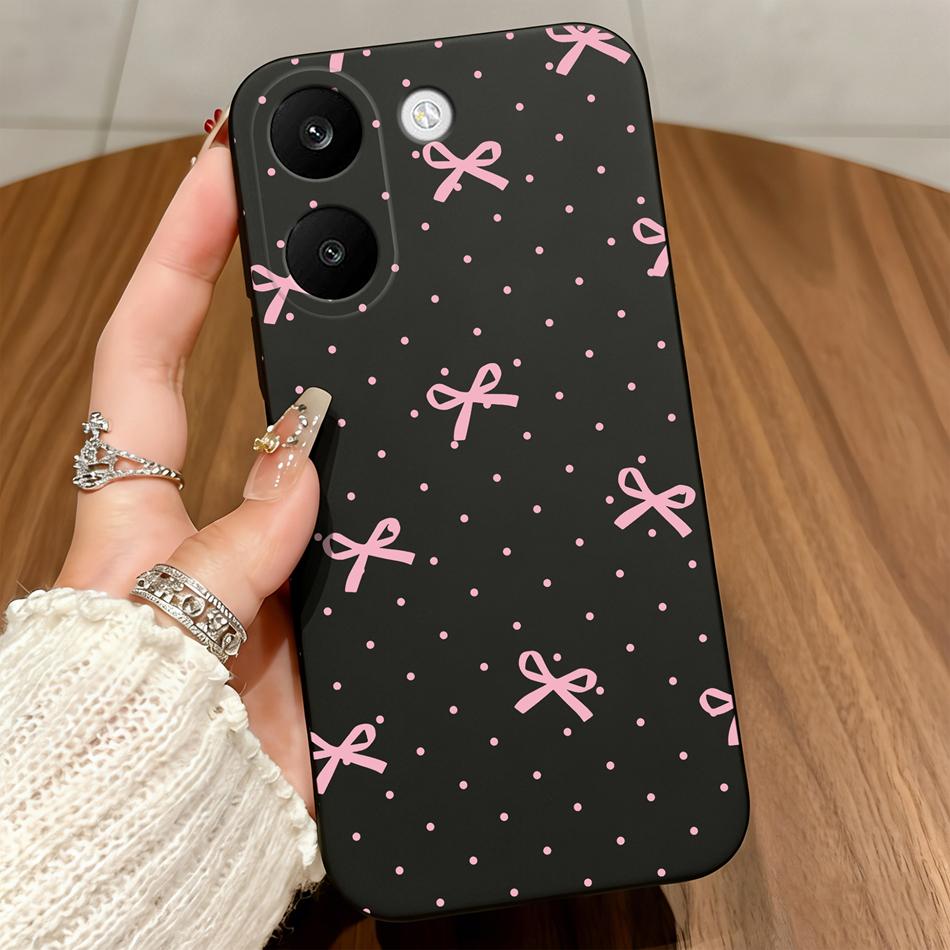 Для Xiaomi POCO X8 Pro Max 5G Чехлы Синий Чехол с Бантом-Сердечком Мягкий Матовый Силиконовый Защитный Черный Для POCO X8Pro Max Funda