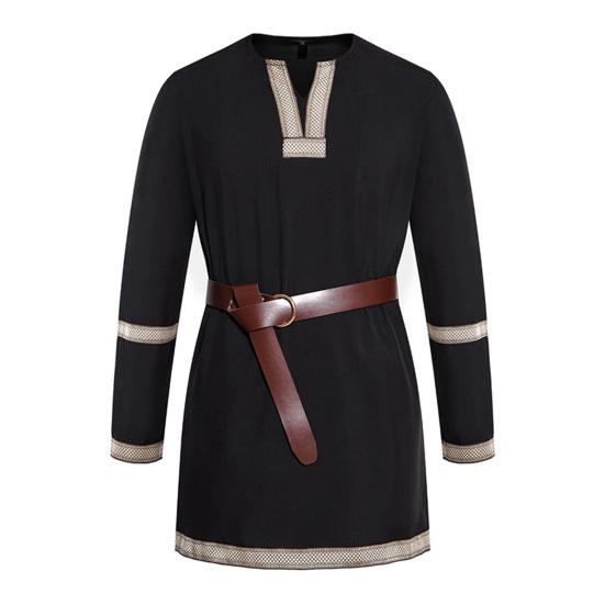 Средневековая туника викингов, рубашка с v-образным вырезом и длинными рукавами, вышивка, унисекс, косплей, сцена, события эпохи Возрождения, костюм на Хэллоуин, пиратский топ