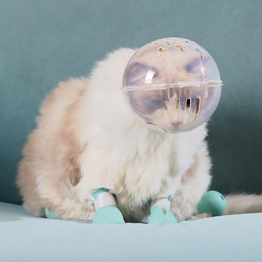 Прозрачный Дышащий Намордник для Кошки Защита от Укусов Защита от Царапин Космический Колпак для Кошки Аксессуары для Ухода за Кошкой Защита от Вылизывания Покрытие для Головы Кошки