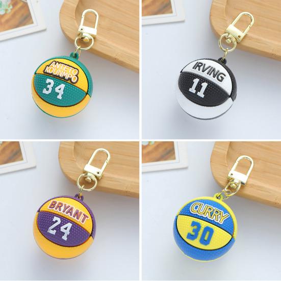 Keychain Pendant 3D Basketball Pendant Stainless Novelty Silicone Color Matching Schoolbag Shoulder Bag Decoration Pendant Keyring