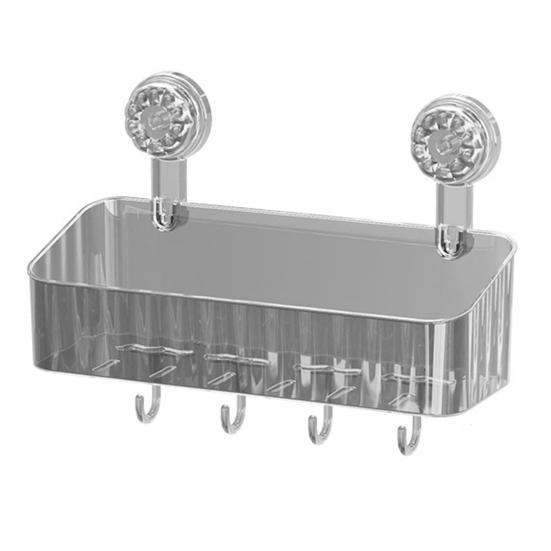 Угловой держатель для душа на присоске без сверления с крючком, прочный, выдерживающий нагрузку, простой в установке, съемная корзина для хранения вещей