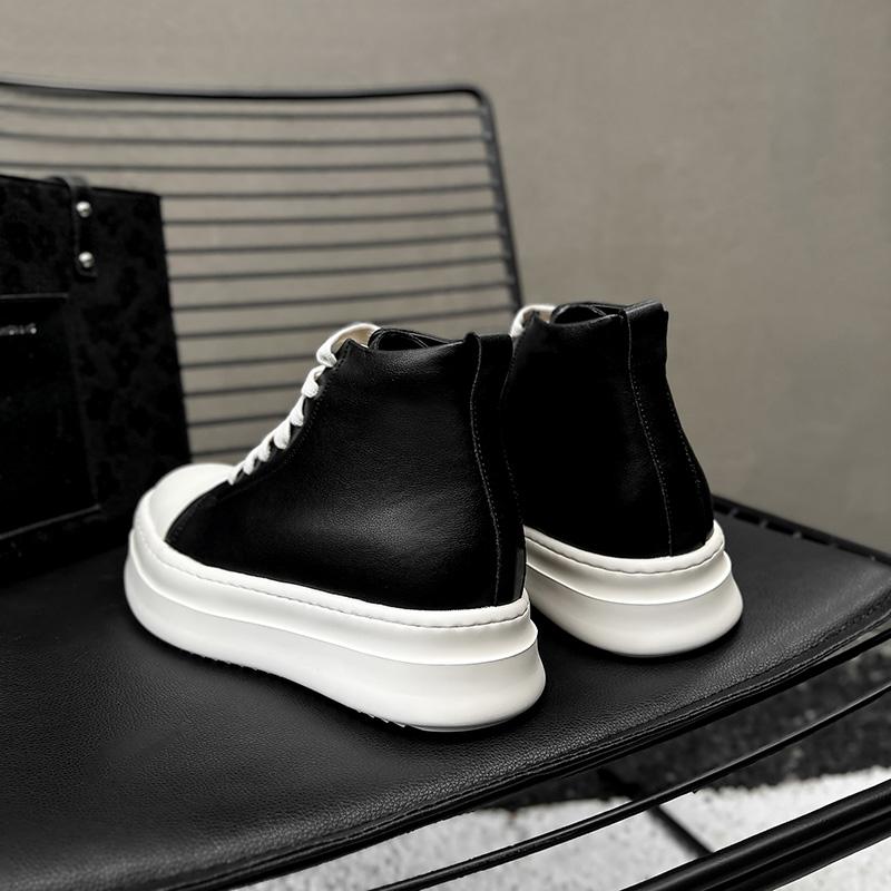 Fashion Street Style Ankle Boots for Men Genuine Leather High Top Shoes Fashion Brand Motorcycle Boots Thick Bottom  Male Walking Shoes