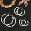 Women Wedding Engagement Fashion Round Shape Pearl Hoop Earrings Drop Dangle Ear Stud Elegant