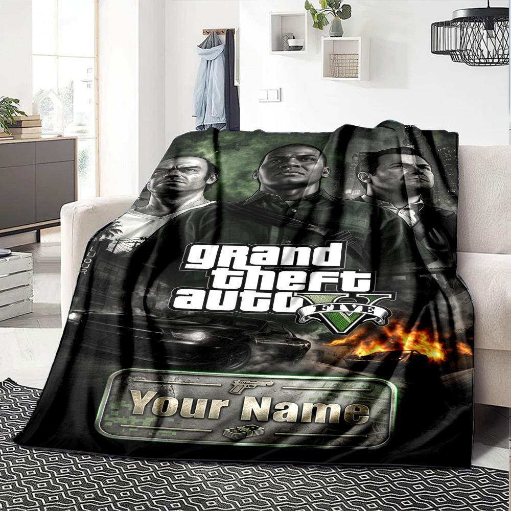 Gta Customize Your Name Blanket Cozy Personalized Blanket Durable Comfort Throw For Picnics Office Bedding Office Chair All-Season Use