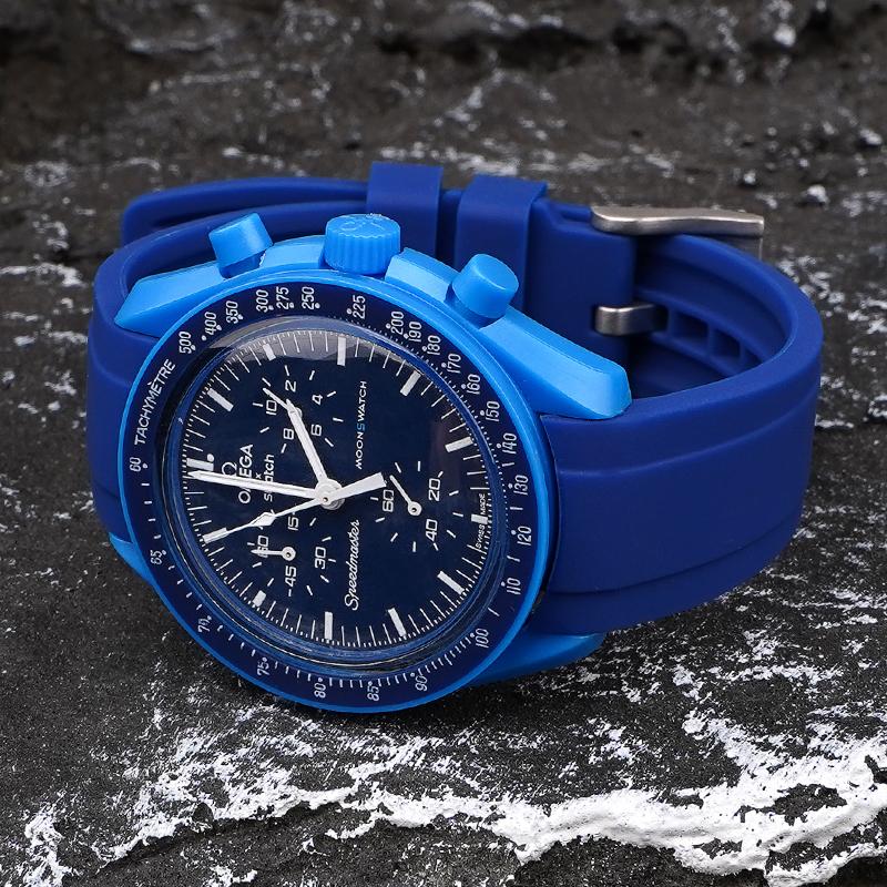 Для ремешка для часов бренда Omega Swatch Co Силиконовый Planet System Изогнутый силикон Для ремешка для часов Rolex Water Ghost 18 мм 19 мм 20 мм 21 мм 22 мм