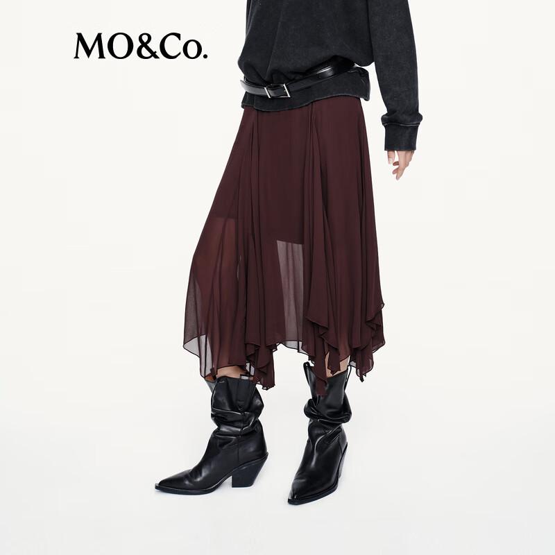MO&Co. 2025 Autumn High-Waist A-Line Chiffon Skirt