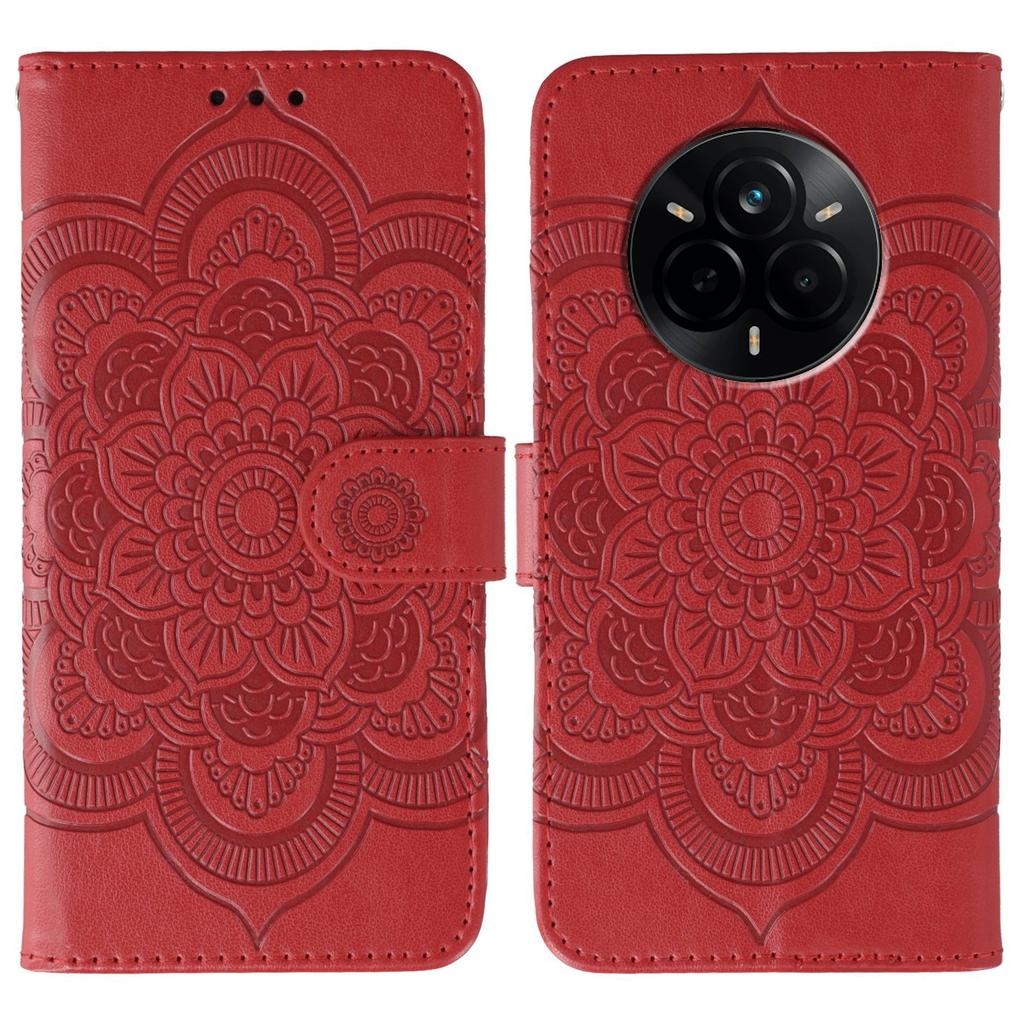 For Realme 14 Pro 5G Case PU Leather Mandala Imprinted Design Wallet Phone Cover