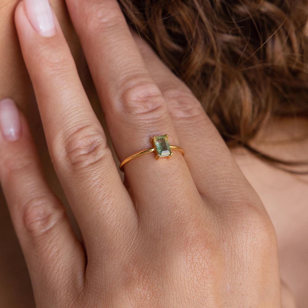 Vintage Square Synthetic Green Moss Agate Rings for Women Girls Light Luxury Gold Color Engagement Ring Wedding Jewelry Gifts