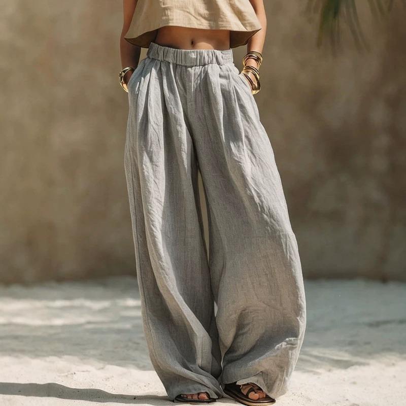 Women S Solid Color Loose Wide Leg Casual Pants