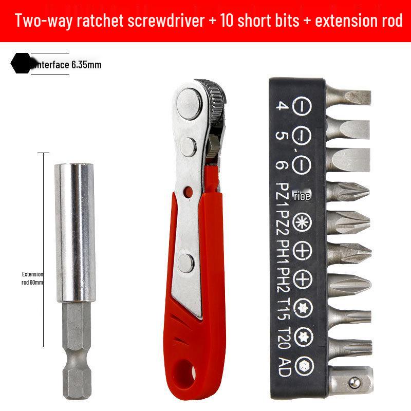 Right Angle Magnetic Ratchet Screwdriver Set with Phillips and Slotted Bits