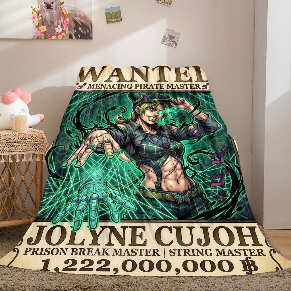 JoJo's Bizarre Adventure Beautiful Flannel Blanket, Printed Cartoon Design for Home Decor, Warm Sofa Bedding, Travel Throw_LIAN