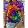 Women's Beautiful Flower Printed T-Shirts Short Sleeve Tees Tops 3D Prints O-Neck Shirt Summer Casual Women's Clothing Apparel